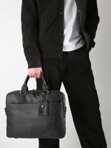 Leather Spider Briefcase 2 Compartments Etrier Black spider ESPI8022-vue-porte