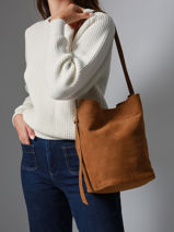 Sac Port paule Sac  Dos M Cavalier Nubuck Cuir Etrier Marron cavalier nubuck ECAN126M-vue-porte